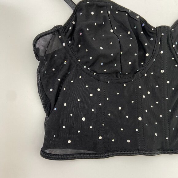 Shein Black Relinas Rhinestone Embellished Cropped Camisole - Picture 8 of 9